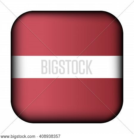 Glass Light Ball With Flag Of Latvia. Squared Template Icon. Latvian National Symbol. Glossy Realist