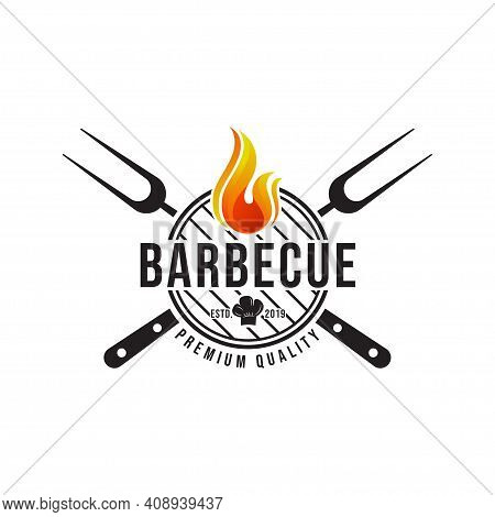 Barbecue Logo. Flat Design. Vector Illustration Concept