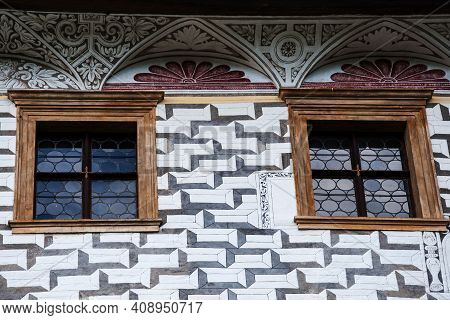 The Facade Of The Velke Losiny Chateau In The Czech Republic Has An Interesting Arrangement Of Windo