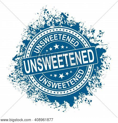 Blue Unsweetened Splash Ink Rubber Stamp On White