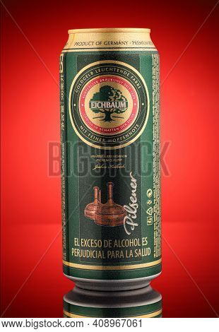 Lviv, Ukraine - July 11, 2020: Eichbaum Beer In A German Can