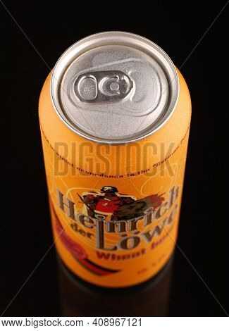 Lviv, Ukraine - July 11, 2020: Heinrich Der Lowe German Beer In A Can