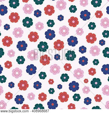 Modern Daisy Polka Dot Seamless Pattern Background