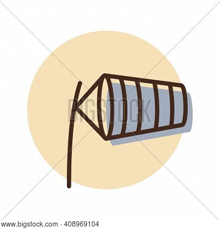 Windsocks Inflated By Wind At The Airport Runway Vector Icon. Meteorology Sign. Graph Symbol For Tra
