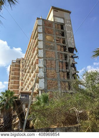 Famagusta, Cyprus - September 15 2016: Abandoned Hotels At Varosha Ghost Town, Famagusta, Northern C