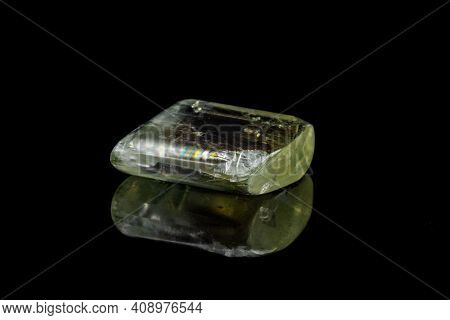 Macro Mineral Stone Gedanite Black Background