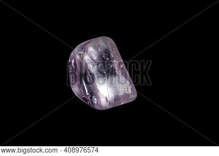 Macro Mineral Stone Spodumene Kunzite Black Background