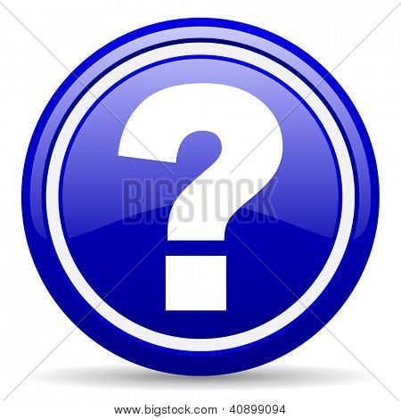 blaue glänzende Kreis Web-Symbol auf weißem Hintergrund mit Schatten