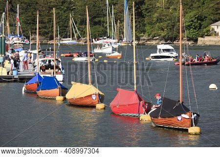 Fowey (england), Uk - August 19, 2015: Fowey Harbor, Cornwall, England, United Kingdom.