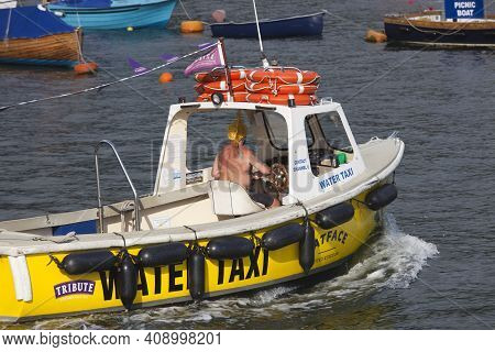 Fowey (england), Uk - August 19, 2015: Water Taxi In Fowey, Cornwall, England, United Kingdom.