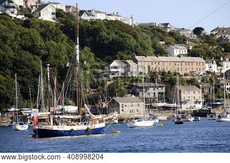 Fowey (england), Uk - August 19, 2015: Fowey Harbor, Cornwall, England, United Kingdom.