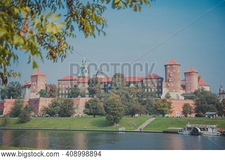 The Wawel Royal Castle In Krakow, Poland. Built At The Behest Of King Casimir Iii The Great. The Cas