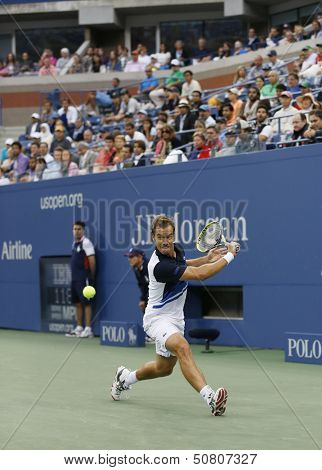 Professional tennis player Richard Gasquet during his semifinal match at US Open 2013