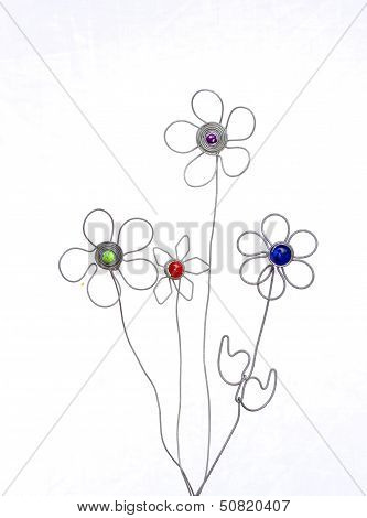 Decorative Artificial Flower Arrangement Crafted Out Of Wire