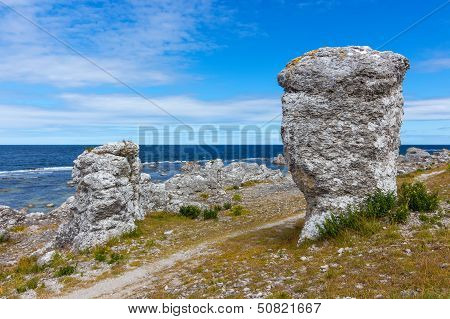 Rock Formations On The Coastline Of Gotland, Sweden