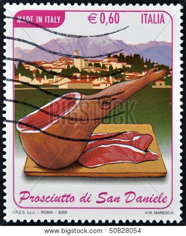 Italy - Circa 2009: A Stamp Printed In Italy Dedicated To Ham Of San Daniel, Circa 2009