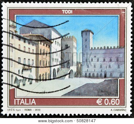 Italy - Circa 2010: A Stamp Printed In Italy Shows Todi