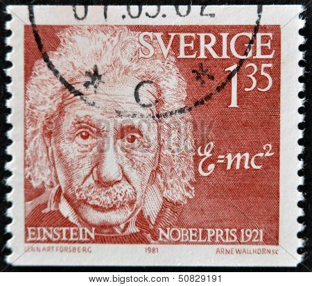 Sweden - Circa 1981: A Stamp Printed In Sweden Shows Albert Einstein, Circa 1981.