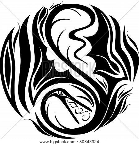 Stylized Image Dragon In The Form Of A Tattoo