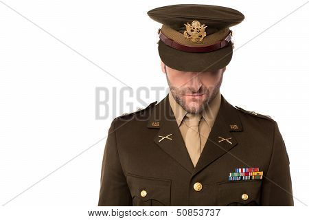Army Man Looking Down, Filled With Shame
