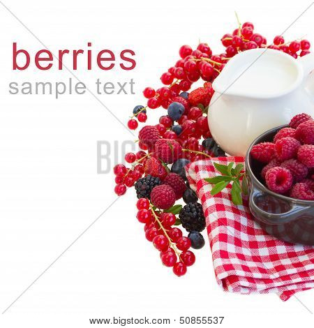 fresh berries with milk