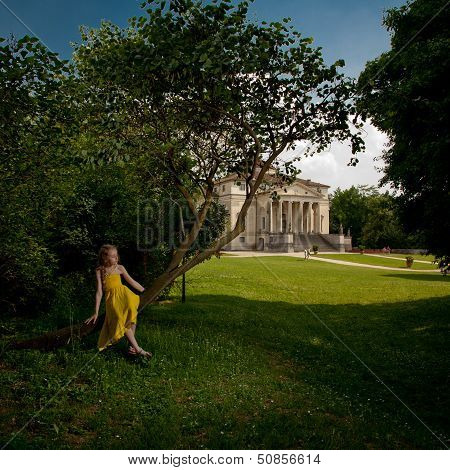 Girl near renesance villa