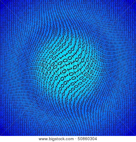 Binary Code Distortion With Black Numerals On Blue