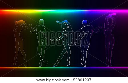Beauty, fashion concept. silhouettes of naked female figures