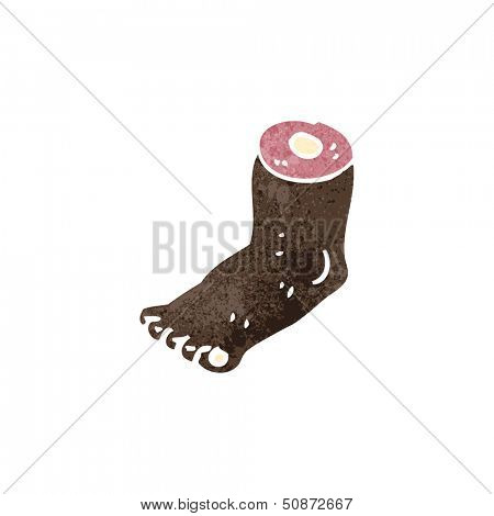 retro cartoon severed foot