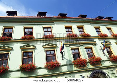 Architectural detail in Sighisoara Medieval City, Transylvania, Romania