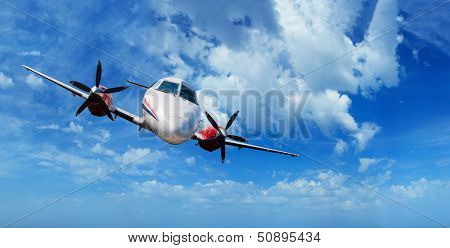 Private airplane inflight in the sky