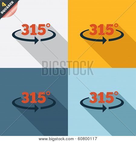 Angle 315 degrees sign icon. Geometry math symbol