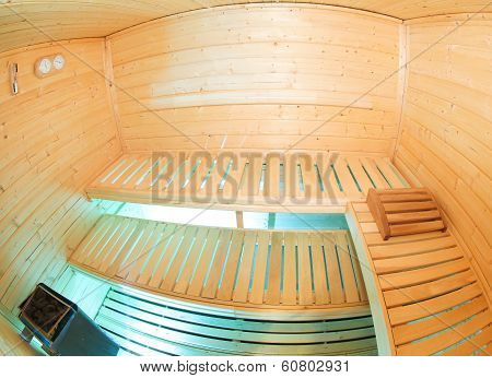 Inside small nice sauna in the wellness