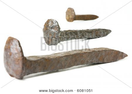 rostigen Eisen Eisenbahn spikes
