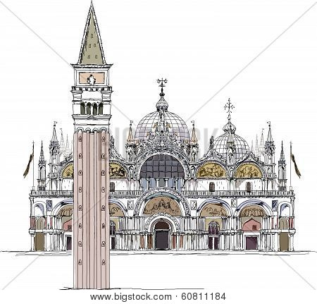 Venice San Marco square, Venice illustration sketch collection