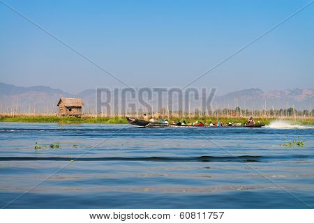 People Transportation Wooden Long Boat