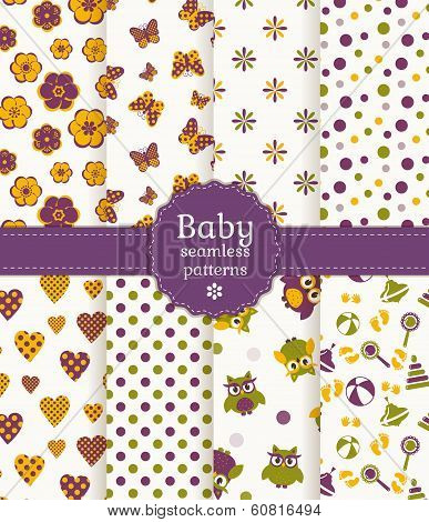 Baby Seamless Patterns. Vector Set.