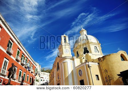 beautiful panoramic view  church of Procida