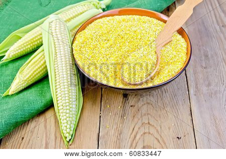 Corn Grits With Corncobs And Napkin