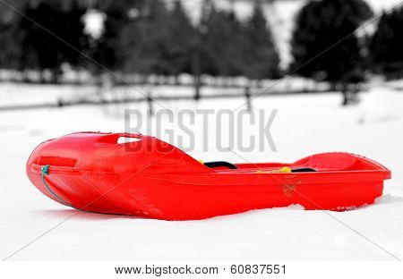 Red Bob Made Of Plastic On White Snow