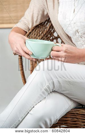 Woman with tea mug