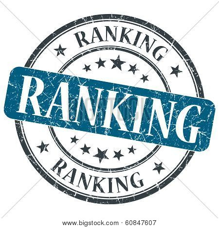Ranking Blue Grunge Round Stamp On White Background