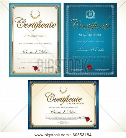 Blue and gold  Certificate Template Collection vector