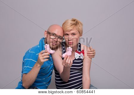 Young Attractive Couple Pregnant Mother And Happy Father