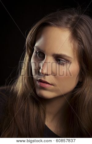 Serious Looking Young Woman Portrait