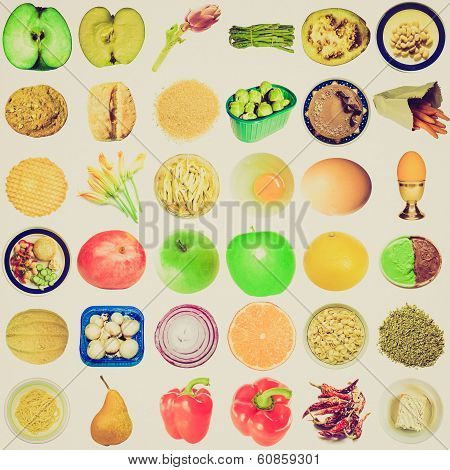 Retro Look Food Collage Isolated