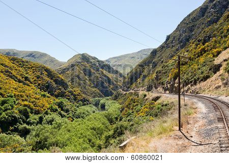 Railway Track Up Taieri Gorge New Zealand