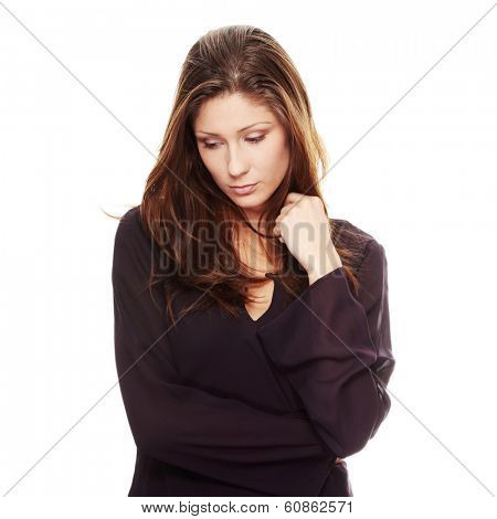 Young beautiful woman with depression, iolated 