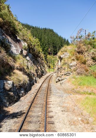 Railway Track Up Taieri Gorge New Zealand