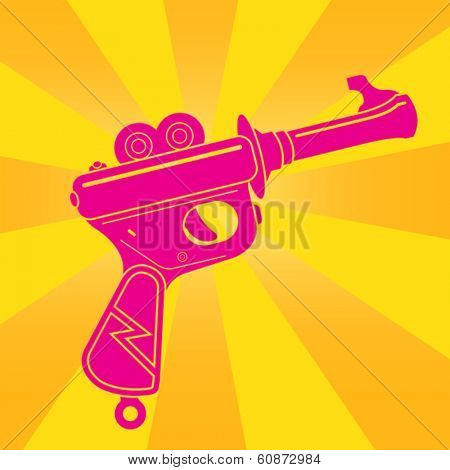 Vintage Tin Toy Space Gun Pop Illustration